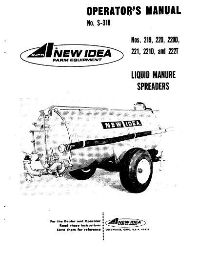 AGCO 219 220 220D 221 221D 222T Manure Spreader (liquid) Operator Manual 985953 English