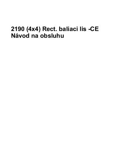 AGCO 2190 Baler (CE) Operator Manual 700731132C Slovakian 1 AGCO 2190 Baler (CE) Operator Manual 700731132C Slovakian