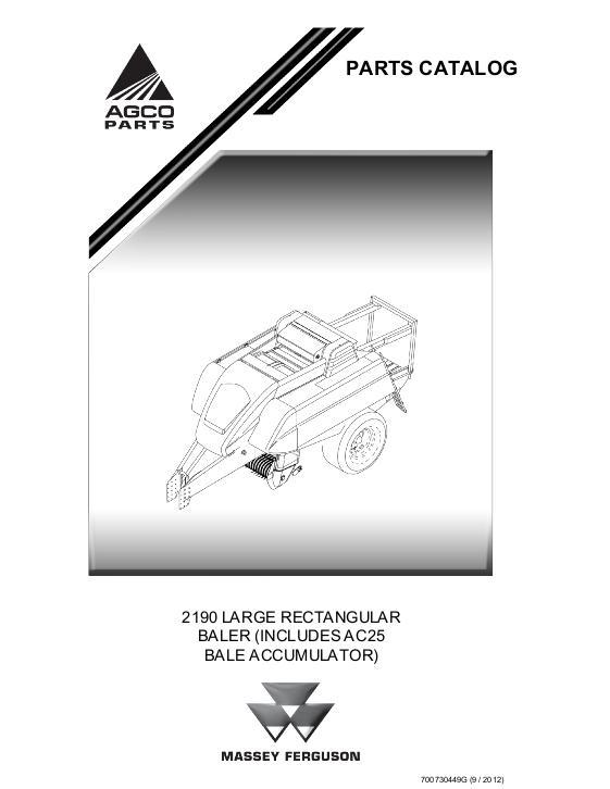 AGCO 2190 Baler Parts Book 700730449G English