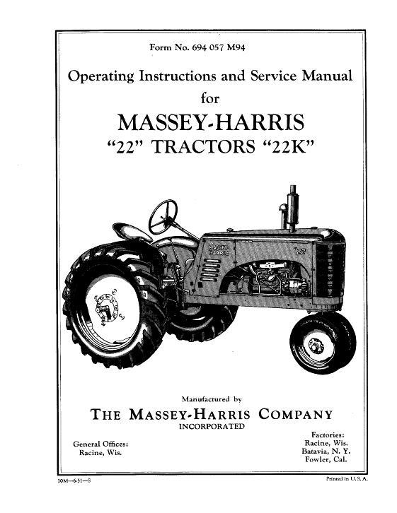 AGCO 22 22K Tractor Operator Manual 694057M94 English