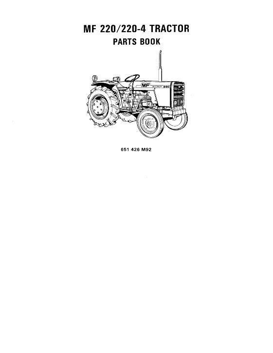 AGCO 220 220-4 Compact Tractor Parts Book 651426M92 English