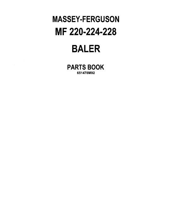 AGCO 220 224 228 Baler Parts Book 651478M92 English
