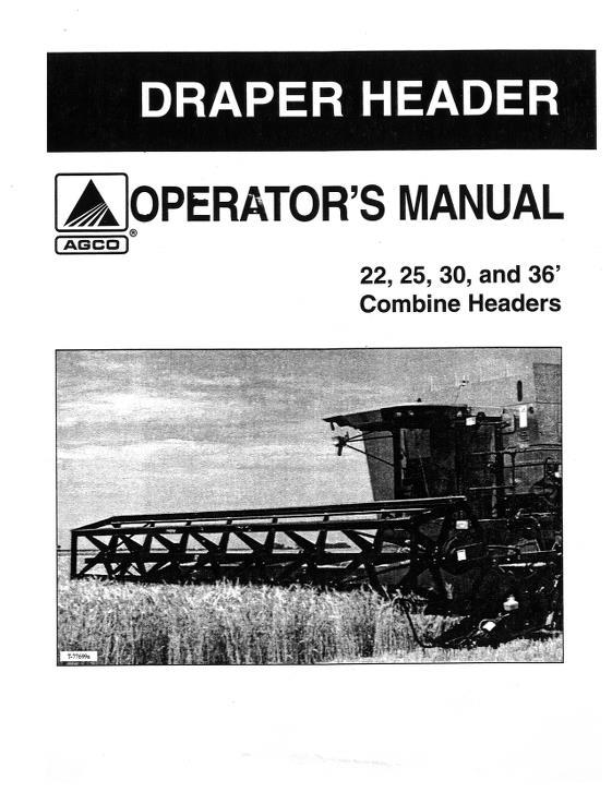AGCO 220 600 Universal Draper (includes adapter) Operator Manual 700717589A English 1 AGCO 220 600 Universal Draper (includes adapter) Operator Manual 700717589A English