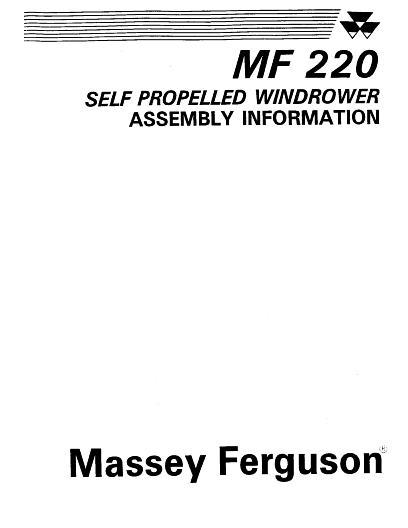 AGCO 220 Windrower (assembly information) Operator Manual 113018M2 English