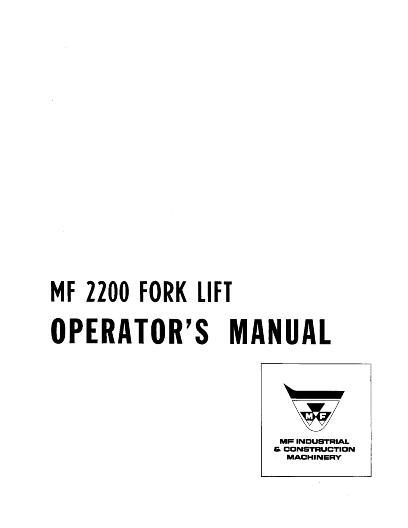 AGCO 2200 Forklift (Continental gas) Operator Manual 690846M1 English