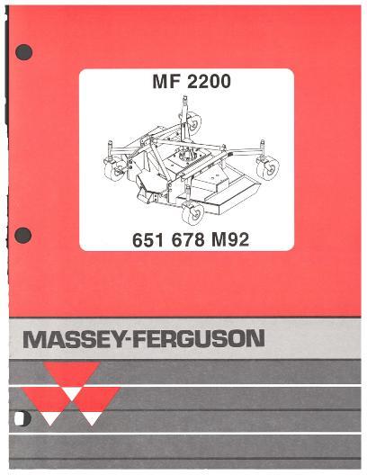 AGCO 2200 Mower Parts Book 651678M92 English