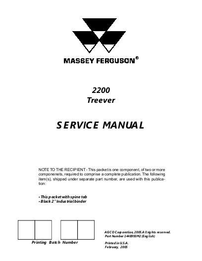 AGCO 2200 Treever (packet) Service Manual 1448993M2 English