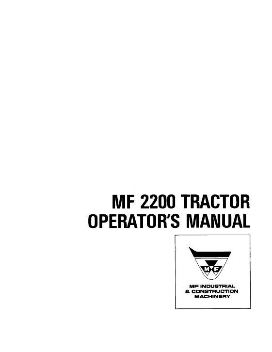 AGCO 2200 Utility Tractor Operator Manual 690817M2 English