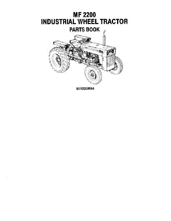 AGCO 2200 Utility Tractor Parts Book 651233M94 English