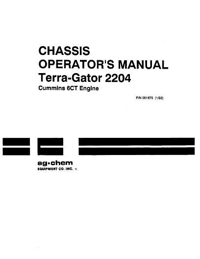 AGCO 2204 TerraGator (chassis, 6 CT, 1992) Operator Manual AG051675 English