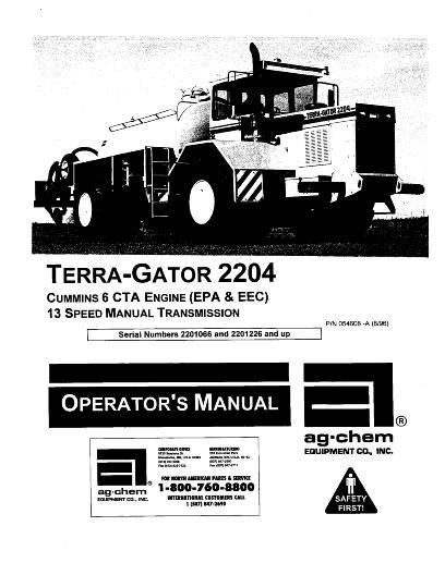 AGCO 2204 TerraGator (chassis, 6 CTA, 1996) Operator Manual AG054608 English