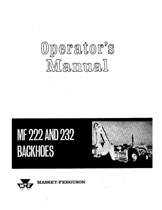 AGCO 222 232 Backhoe Attachment Operator Manual 690756M2 English