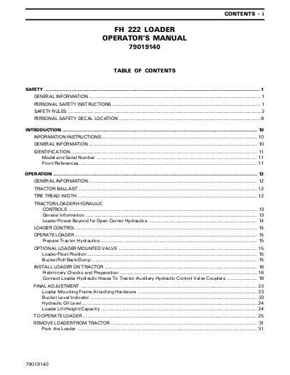 AGCO 222 Loader Operator Manual 79019140 English