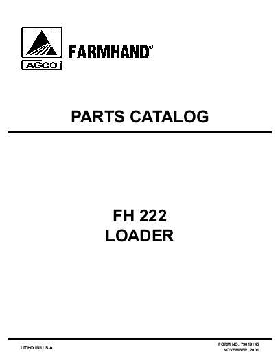 AGCO 222 Loader Parts Book 79019145 English