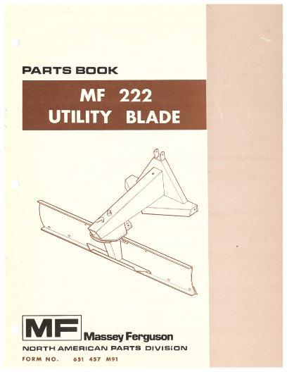 AGCO 222 Utility Blade Parts Book 651457M91 English