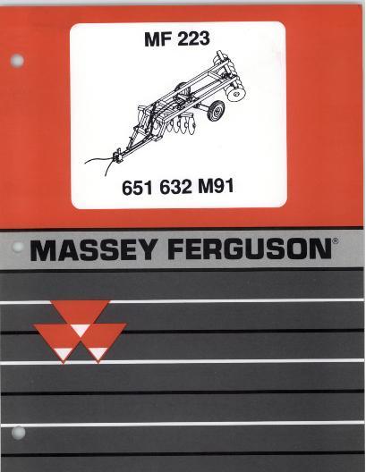 AGCO 223 Disc Harrow (offset) Parts Book 651632M91 English