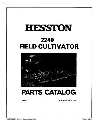 AGCO 2240 (1982-83) 2240 Flat Fold (1984) Field Cultivator Parts Book 700702025 English