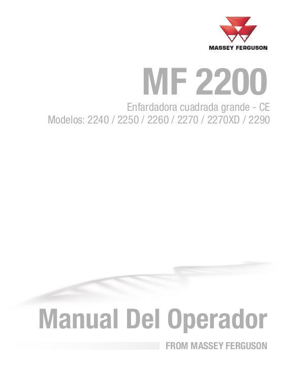 AGCO 2240 2250 2260 2270 2270XD 2290 Baler (CE) Operator Manual ACX3503620 Spanish