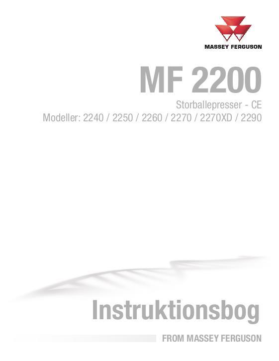 AGCO 2240 2250 2260 2270 2270XD 2290 Baler (CE) Operator Manual ACX3503650 Danish