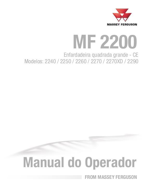 AGCO 2240 2250 2260 2270 2270XD 2290 Baler (CE) Operator Manual ACX3503720 Portuguese
