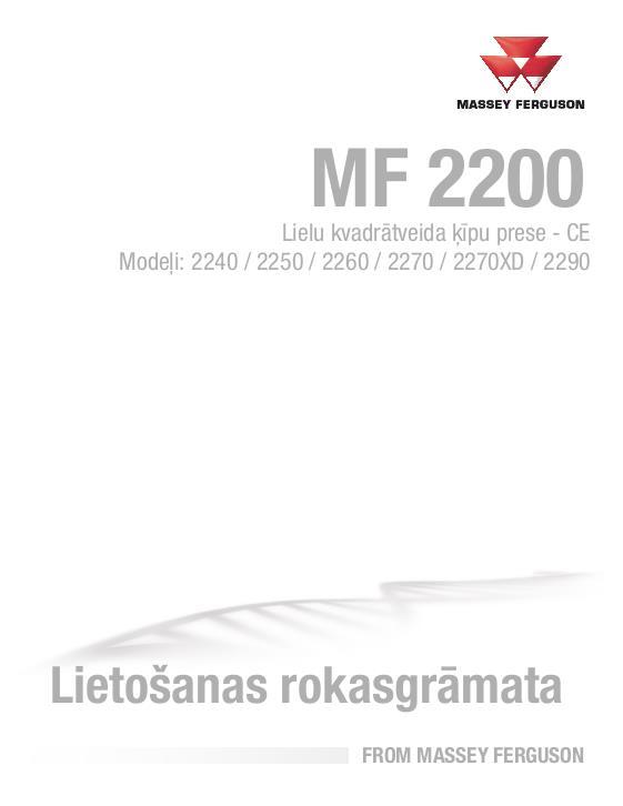 AGCO 2240 2250 2260 2270 2270XD 2290 Baler (CE) Operator Manual ACX3503750 Latvian