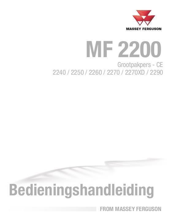 AGCO 2240 2250 2260 2270 2270XD 2290 Baler (CE) Operator Manual ACX3503770 Dutch