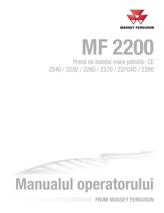 AGCO 2240 2250 2260 2270 2270XD 2290 Baler (CE) Operator Manual ACX3503860 Romanian