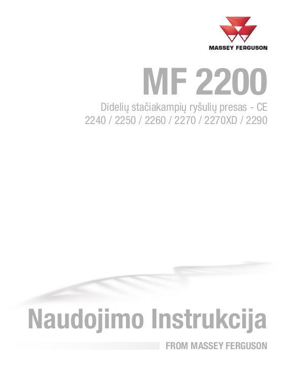 AGCO 2240 2250 2260 2270 2270XD 2290 Baler (CE) Operator Manual ACX3503870 Lithuanian