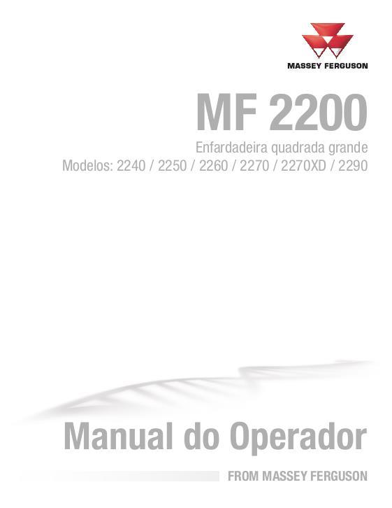AGCO 2240 2250 2260 2270 2270XD 2290 Baler (non CE) Operator Manual ACX3503630 Portuguese