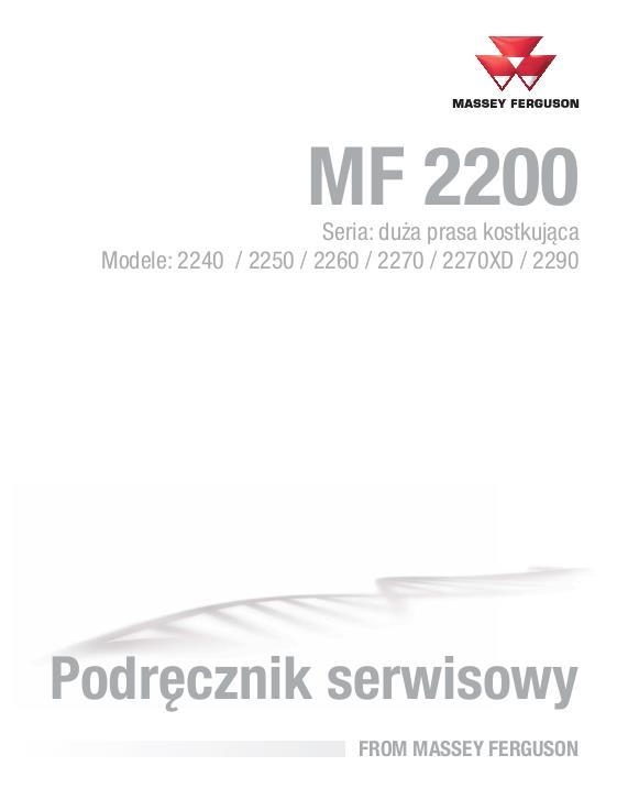 AGCO 2240 2250 2260 2270 2270XD 2290 Baler (packet) Service Manual 4283545M5 Polish