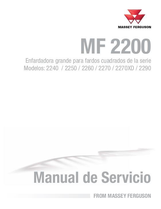AGCO 2240 2250 2260 2270 2270XD 2290 Baler (packet) Service Manual 4283547M5 Spanish