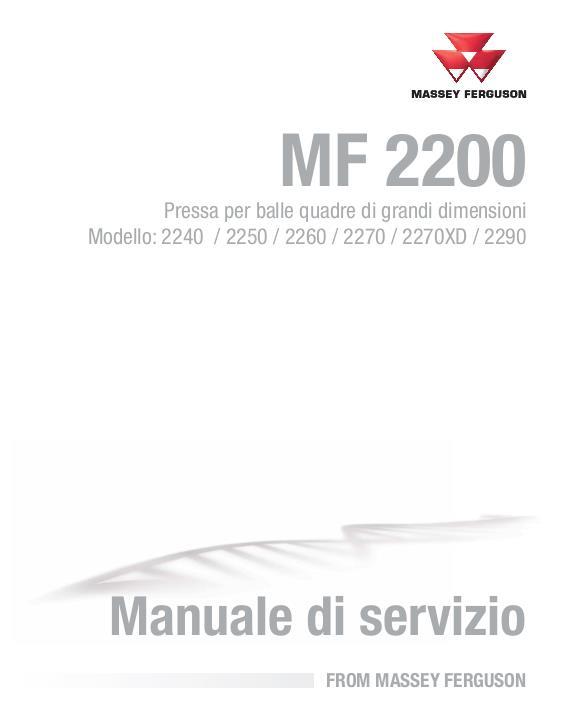 AGCO 2240 2250 2260 2270 2270XD 2290 Large Baler (packet) Service Manual 4283541M5 Italian
