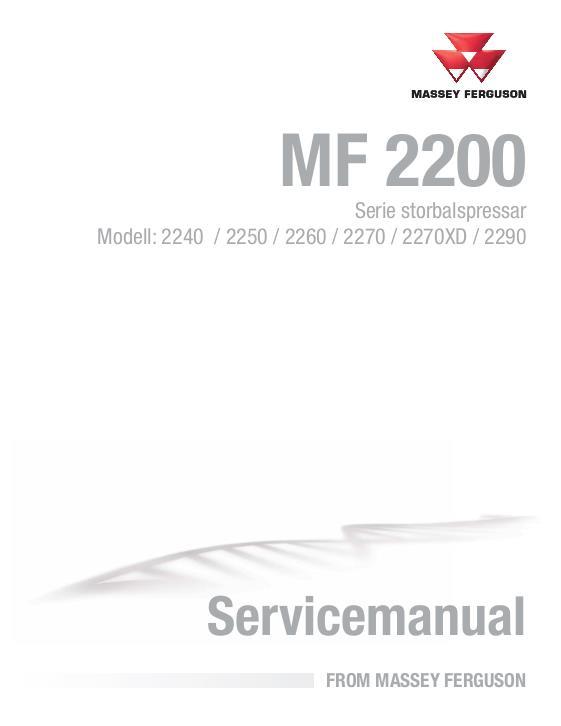 AGCO 2240 2250 2260 2270 2270XD 2290 Large Baler (packet) Service Manual 4283543M5 Swedish