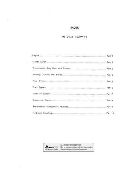 AGCO 2244 Crawler (packet) Service Manual 1448807M1 English