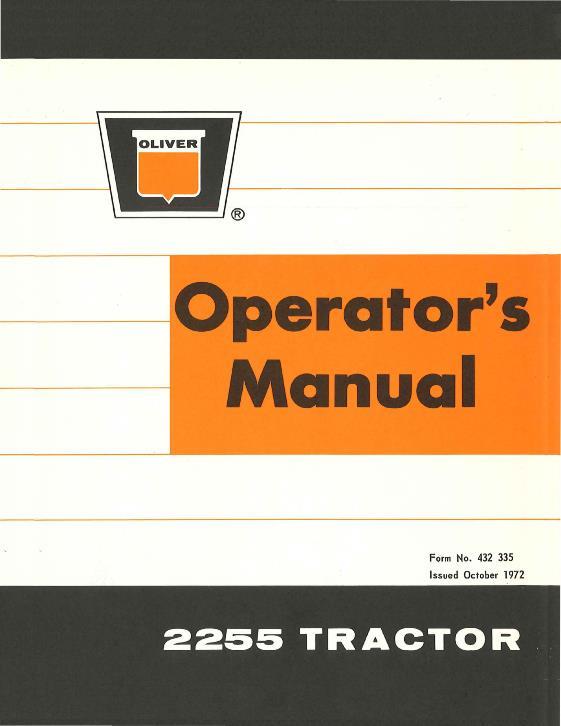 AGCO 2255 Tractor Operator Manual 432335 English