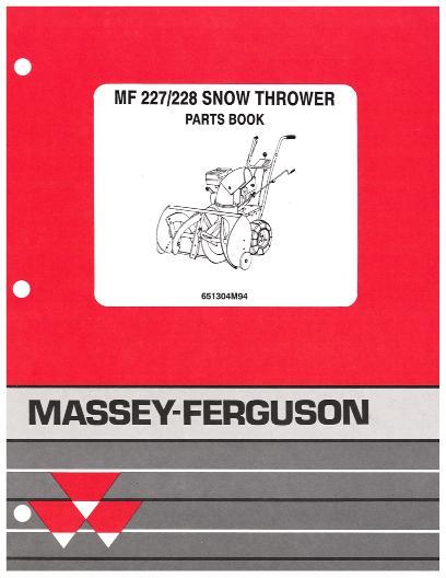 AGCO 227 228 Snow Blower (walk behind) Parts Book 651304M94 English