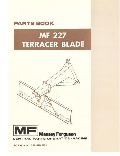AGCO 227 Terracer Blade Parts Book 651410M91 English
