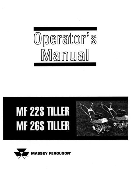 AGCO 22S 26S Tiller (walk behind) Operator Manual 690576M3 English