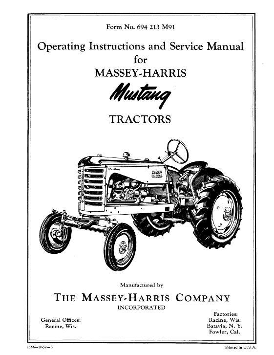 AGCO 23 23K (Mustang) Tractor Operator Manual 694213M91 English