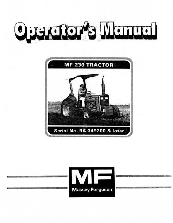 AGCO 230 Tractor (eff sn 9A349200) Operator Manual 1449015M1 English