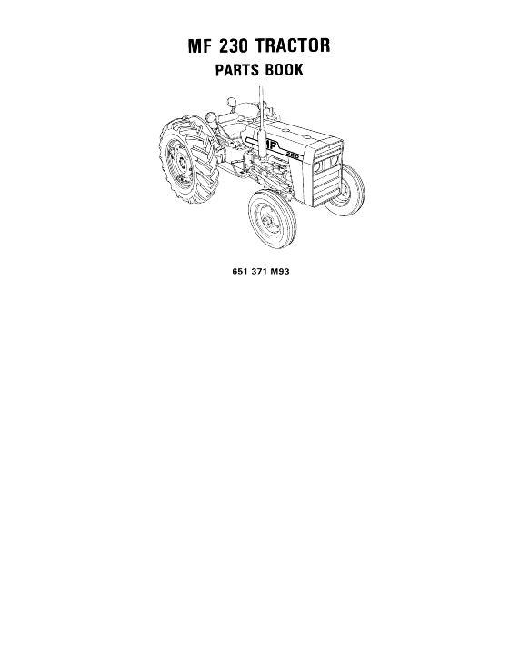 AGCO 230 Tractor (prior sn 9A349200) Parts Book 651371M93 English