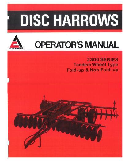 AGCO 2300 Series Disc (tandem wheel, fold & non-fold) Operator Manual 70573261 English