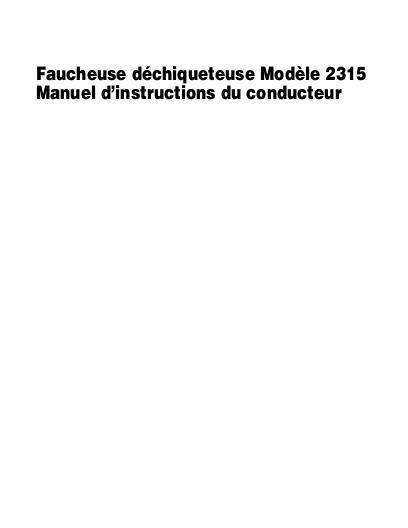 AGCO 2315 Mower Operator Manual 4283024M1 French