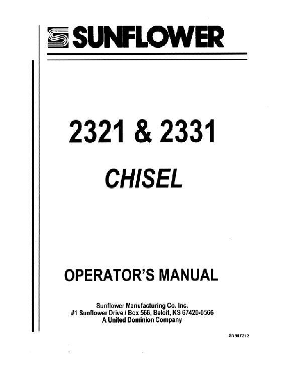 AGCO 2321 2331 Chisel Plow Operator Manual SN997212 English