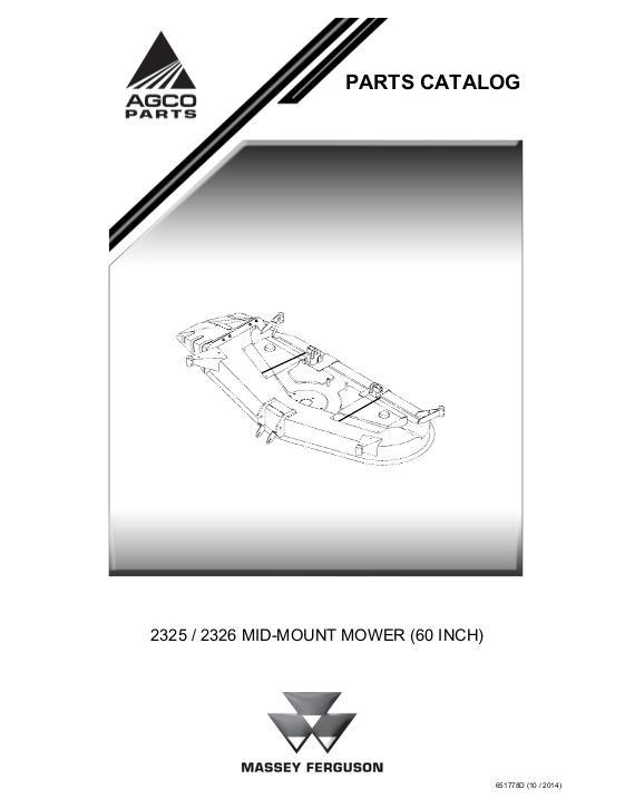 AGCO 2325 2326 Mower (mid mount, 60 in) Parts Book 651778D English