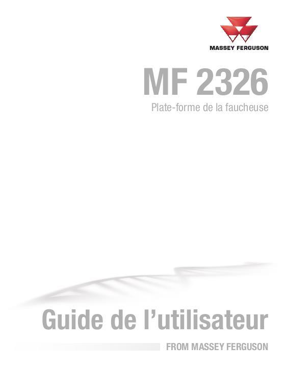 AGCO 2326 Mower Deck Operator Manual 4283561M2 French