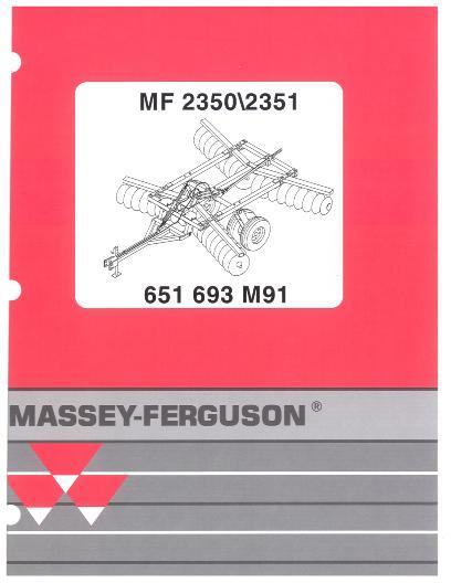 AGCO 2350 2351 Disc Harrow Parts Book 651693M91 English