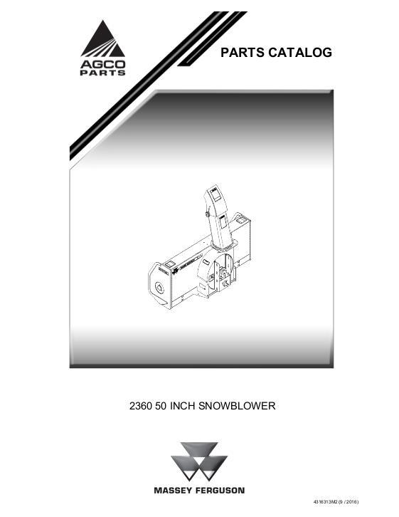 AGCO 2360 Snow Blower Parts Book 4316313M2 English
