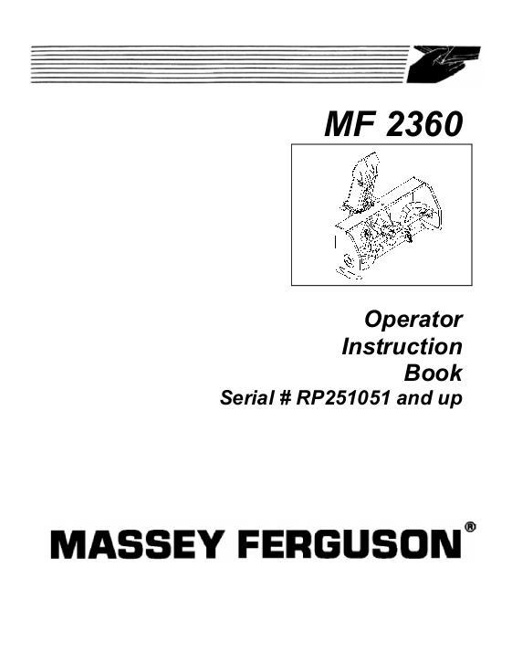 AGCO 2360 Snow Blower (eff sn RP25105, requires subframe) Operator Manual 4263457M2 English