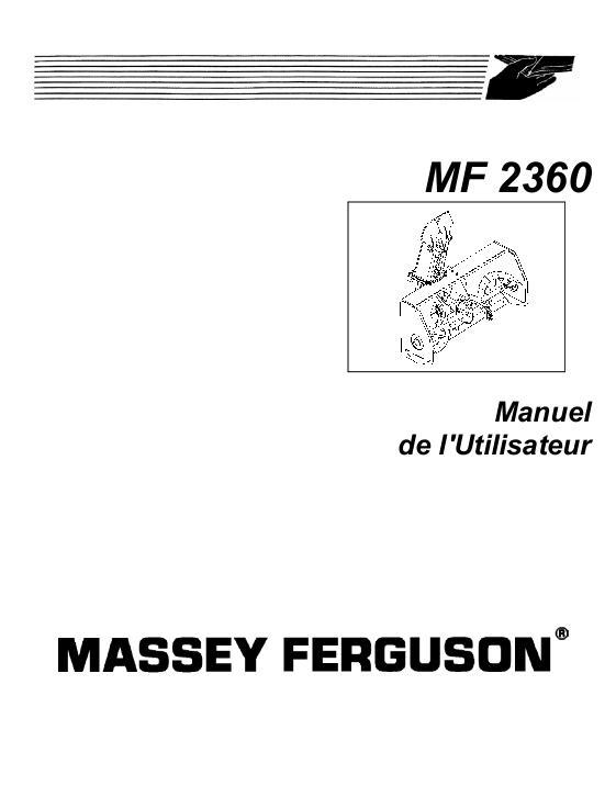 AGCO 2360 Snow Blower (requires subframe) Operator Manual 4316314M2 French